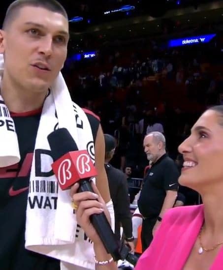 Miami Heat Star Tyler Herro Postgame Interview Interrupted By Fan Fight